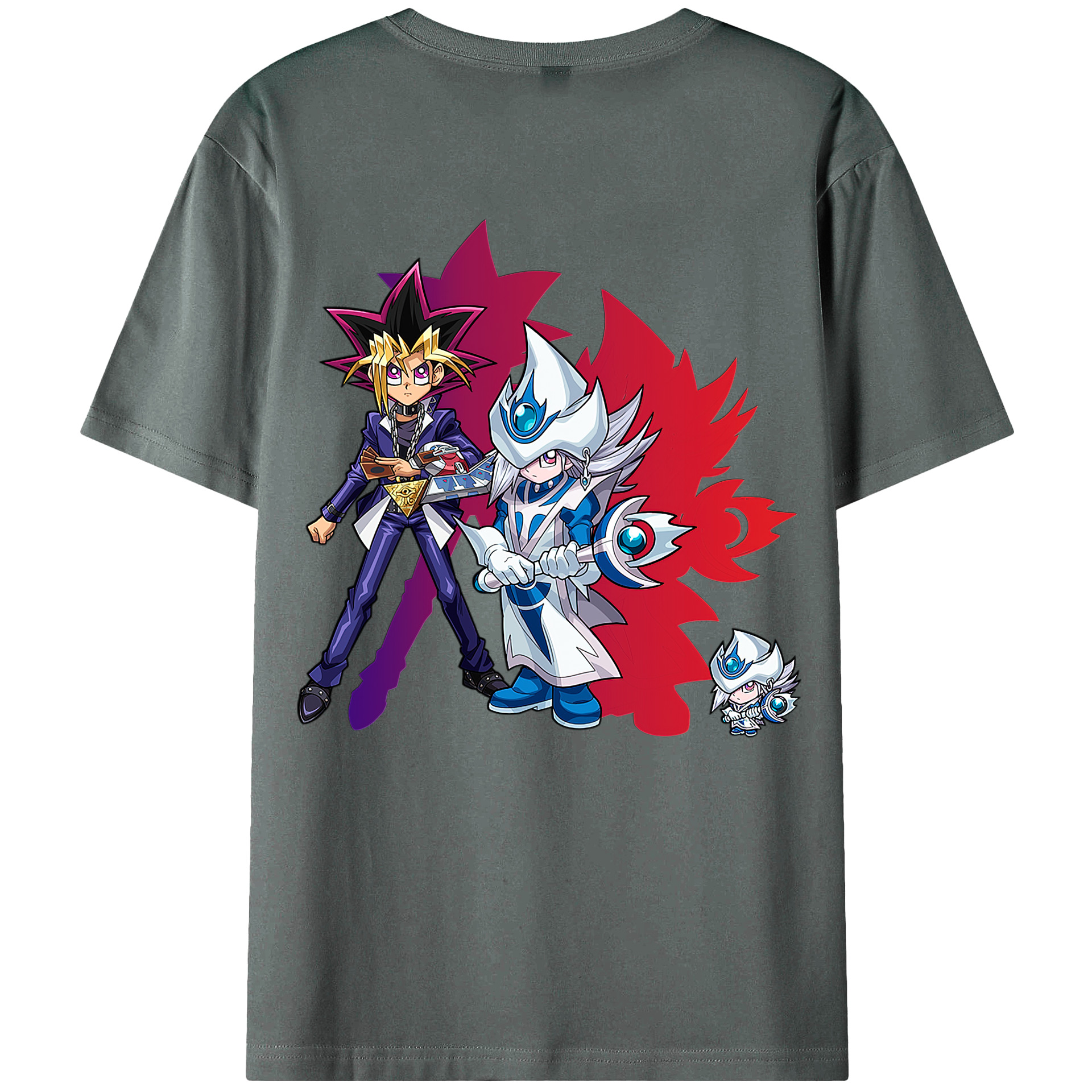 （画像用） 遊☆戯☆王 Yu-Gi-Oh! 綿100％ メンズ半袖Tシャツ（バックプリント） 通気性